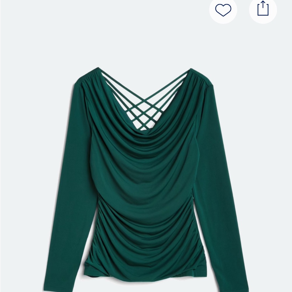 Fortune + Ivy Lydia Lattice Back Detail Knit Top Elegant Green Drape Top